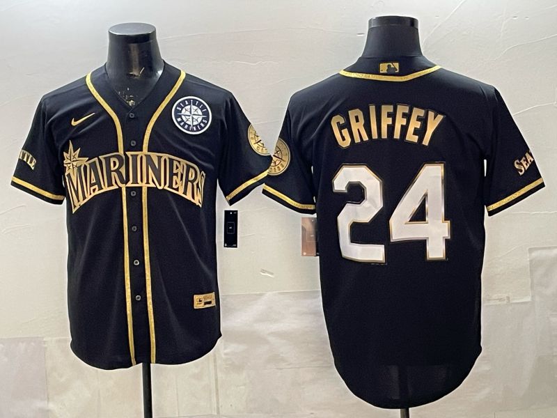 Men 2026 Nike Seattle Mariners #24 Griffey black gold Game MLB Jersey 03